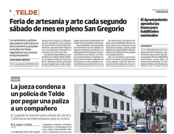 Titulares de la prensa regional sobre Telde/TA.